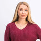 Karen Scott Women's Ribbed V-Neck Sweater New Red Mrl Size Medium