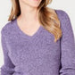 Karen Scott Women's Petite Cotton Ribbed Marled Sweater Purple Size Petite