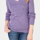 Karen Scott Women's Petite Cotton Ribbed Marled Sweater Purple Size Petite