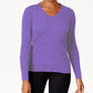Karen Scott Women's Petite Cotton Ribbed Marled Sweater  Purple Size Petite Medium