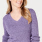Karen Scott Women's Petite Cotton Ribbed Marled Sweater Purple Size Petite Small