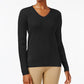 Karen Scott Women's Cotton V-Neck Sweater Black Size Small