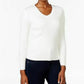 Karen Scott Women's Cotton V-Neck Sweater White Size Extra Large