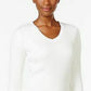 Karen Scott Women's Cotton V-Neck Sweater White Size Extra Large