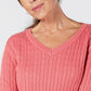 Karen Scott Women's Solid Cable-Knit V-Neck Sweater  Blush Size 2 Extra Large