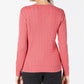 Karen Scott Women's Solid Cable Knit V Neck Sweater Pink Size X-Large