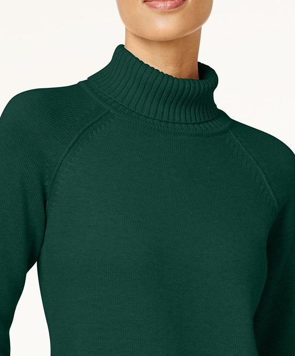 Karen Scott Women's Cotton Turtleneck Sweater Green Size Medium