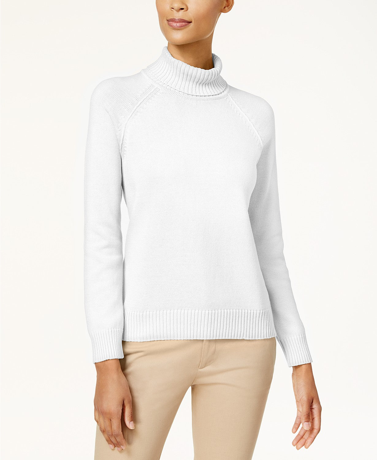 Karen Scott Women's Cotton Turtleneck Sweater White Size Small