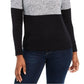Karen Scott Women's Cotton Turtleneck Sweater  Black and Gray Size PET/SM
