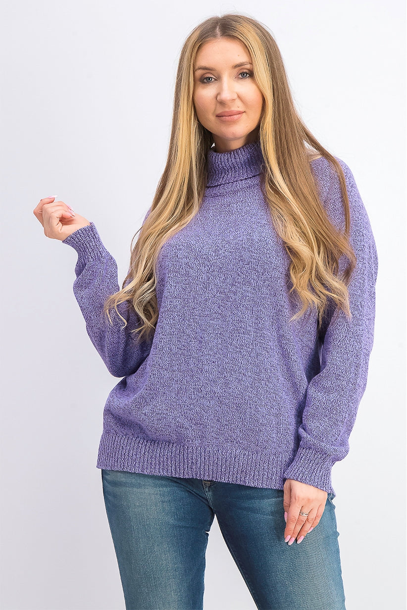 Karen Scott Women's Marled Cotton Turtleneck Sweater Purple Size X-Large