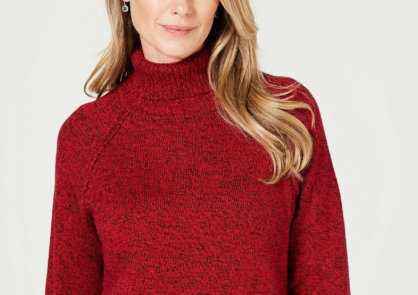 Karen Scott Women's Marled Cotton Turtleneck Sweater Red Size XX-Large