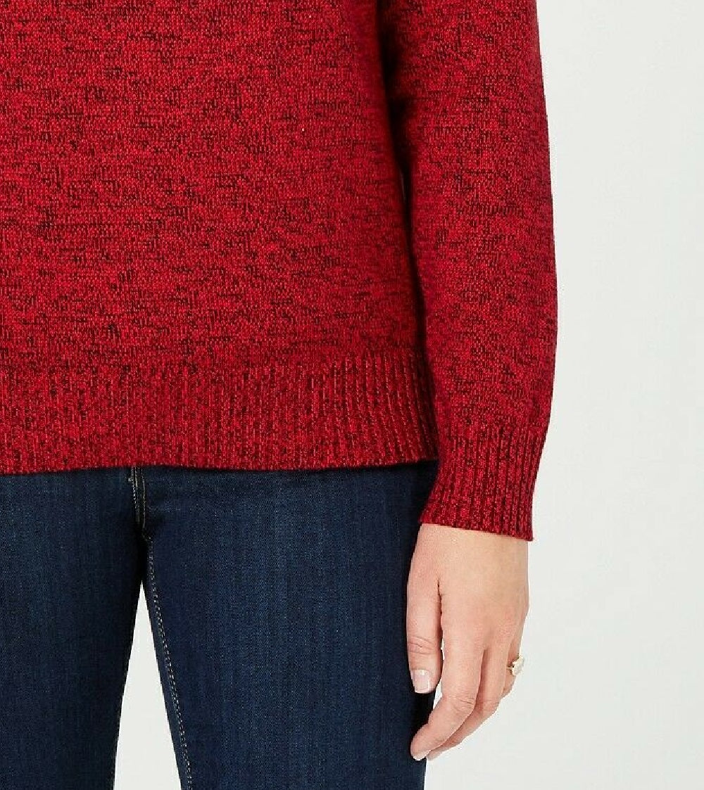 Karen Scott Women's Marled Cotton Turtleneck Sweater Red Size XX-Large