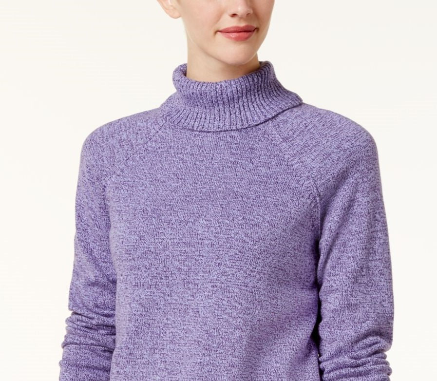Karen Scott Women's Petite Cotton Turtleneck Sweater Purple Size Medium