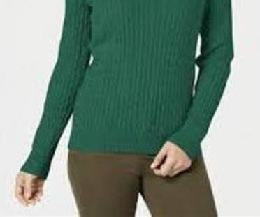 Karen Scott Women's Cotton V-Neck Sweater Green Size Medium