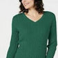 Karen Scott Women's Cotton V-Neck Sweater Green Size Medium