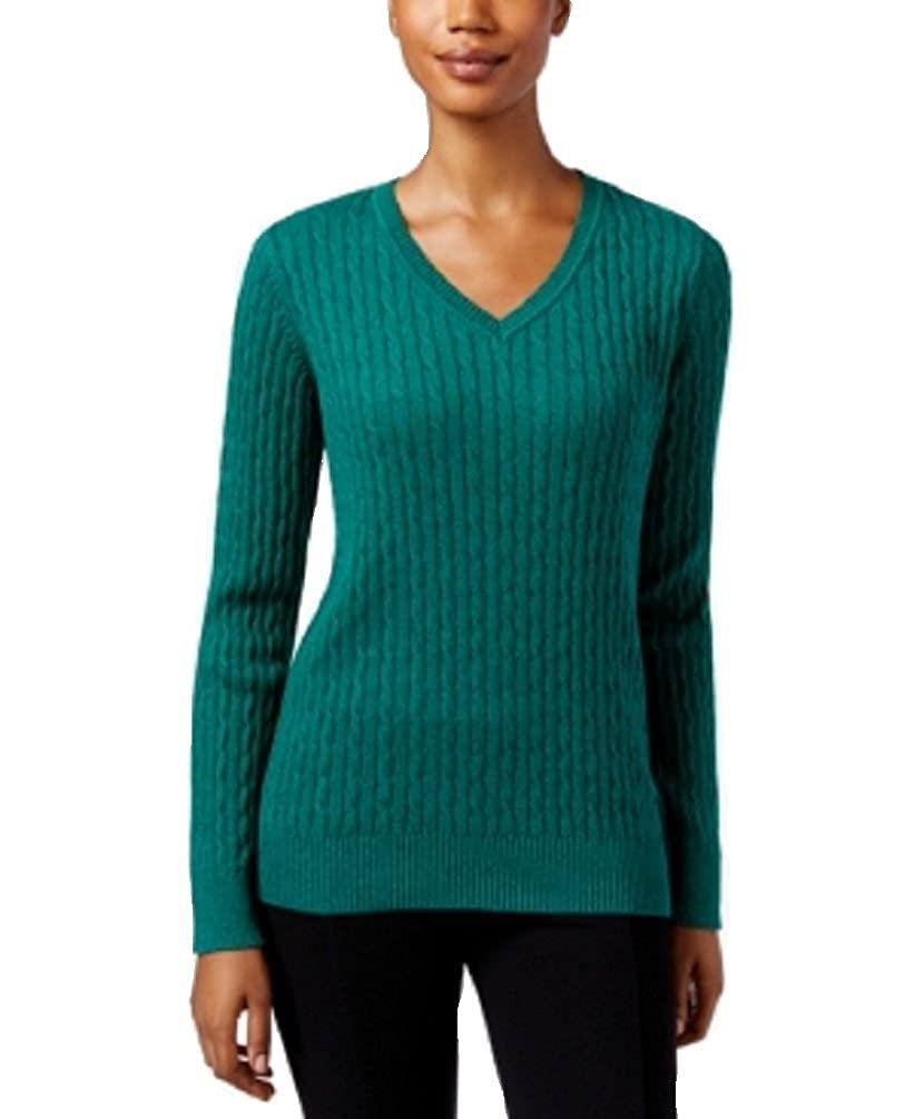 Karen Scott Women's Cotton V-Neck Sweater Green Size Extra Large