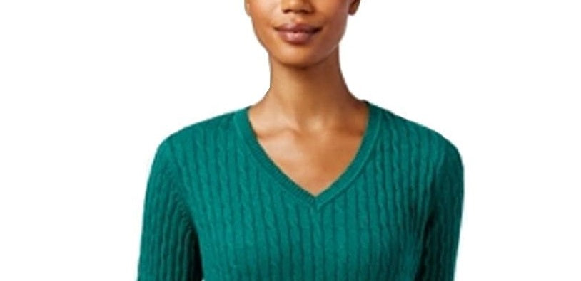 Karen Scott Women's Cotton V-Neck Sweater Green Size Extra Large