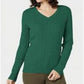Karen Scott Women's Cotton V-Neck Sweater Green Size X-Small