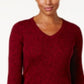 Karen Scott Women's Cotton V-Neck Sweater Red Size XX-Large