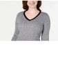 Karen Scott Women's Teresa Cotton Colorblocked Sweater Deep Black Comb Size Large