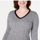 Karen Scott Women's Teresa Cotton Colorblocked Sweater Black Size Small