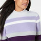 Karen Scott Women's Cotton Striped Sweater Purple Size Large