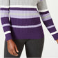 Karen Scott Women's Cotton Striped Sweater Purple Size Medium
