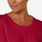Karen Scott Women's Cable-Knit Crewneck Sweater Bright New Red Amore Size Large