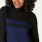 Karen Scott Women's Colorblocked Cotton Turtleneck Sweater Brightblue Size Small