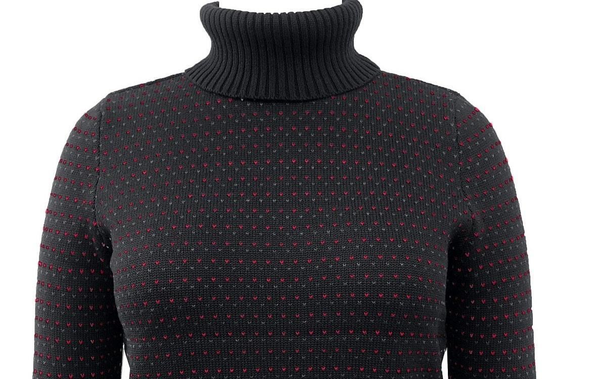 Karen Scott Women's Colorblocked Cotton Turtleneck Sweater New Red Combo Size Large