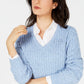 Karen Scott Women's Cable-Knit V-Neck Sweater Blue Size XX-Large