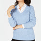 Karen Scott Women's Cable-Knit V-Neck Sweater Blue Size X-Large
