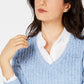Karen Scott Women's Cable-Knit V-Neck Sweater Blue Size X-Large