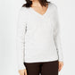 Karen Scott Women's Cotton V-Neck Cable-Knit Sweater White Size Large