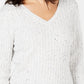 Karen Scott Women's Cotton V-Neck Cable-Knit Sweater White Size Large