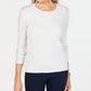 Karen Scott Women's Cable-Knit V-Neck Sweater White Size Small