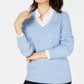 Karen Scott Women's Petite Cable-Knit V-Neck Sweater Blue Size Medium