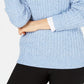Karen Scott Women's Petite Cable-Knit V-Neck Sweater Blue Size Medium