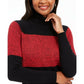 Karen Scott Women's Colorblocked Cotton Turtleneck Sweater Red Size 2 Extra Large