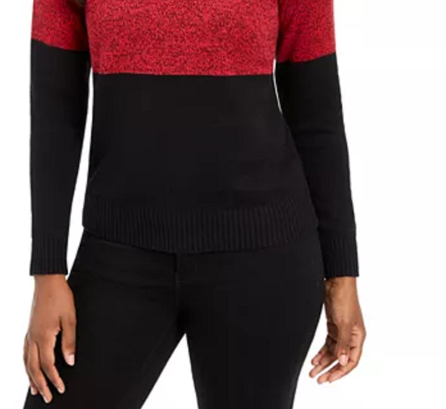 Karen Scott Women's Colorblocked Cotton Turtleneck Sweater Red Size Medium