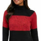Karen Scott Women's Colorblocked Cotton Turtleneck Sweater Red Size Small