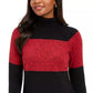 Karen Scott Women's Colorblocked Cotton Turtleneck Sweater Bright Red Size Extra Large