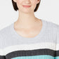 Karen Scott Women's Veronica Striped Cotton Cable Sweater Black Combo Size Large