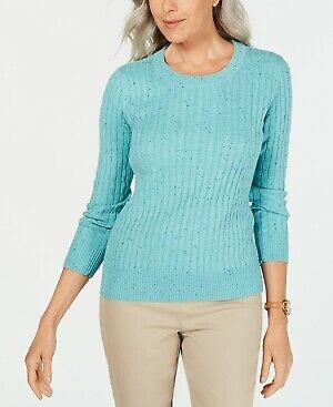 Karen Scott Women's Cable-Knit Sweater Blue Size Small