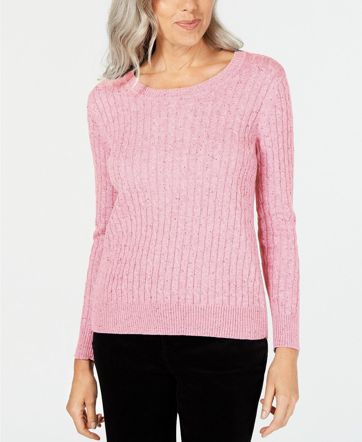 Karen Scott Women's Cable-Knit Sweater Pink Size Large
