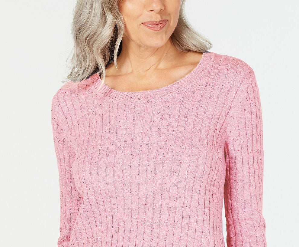 Karen Scott Women's Cable-Knit Sweater Pink Size Large
