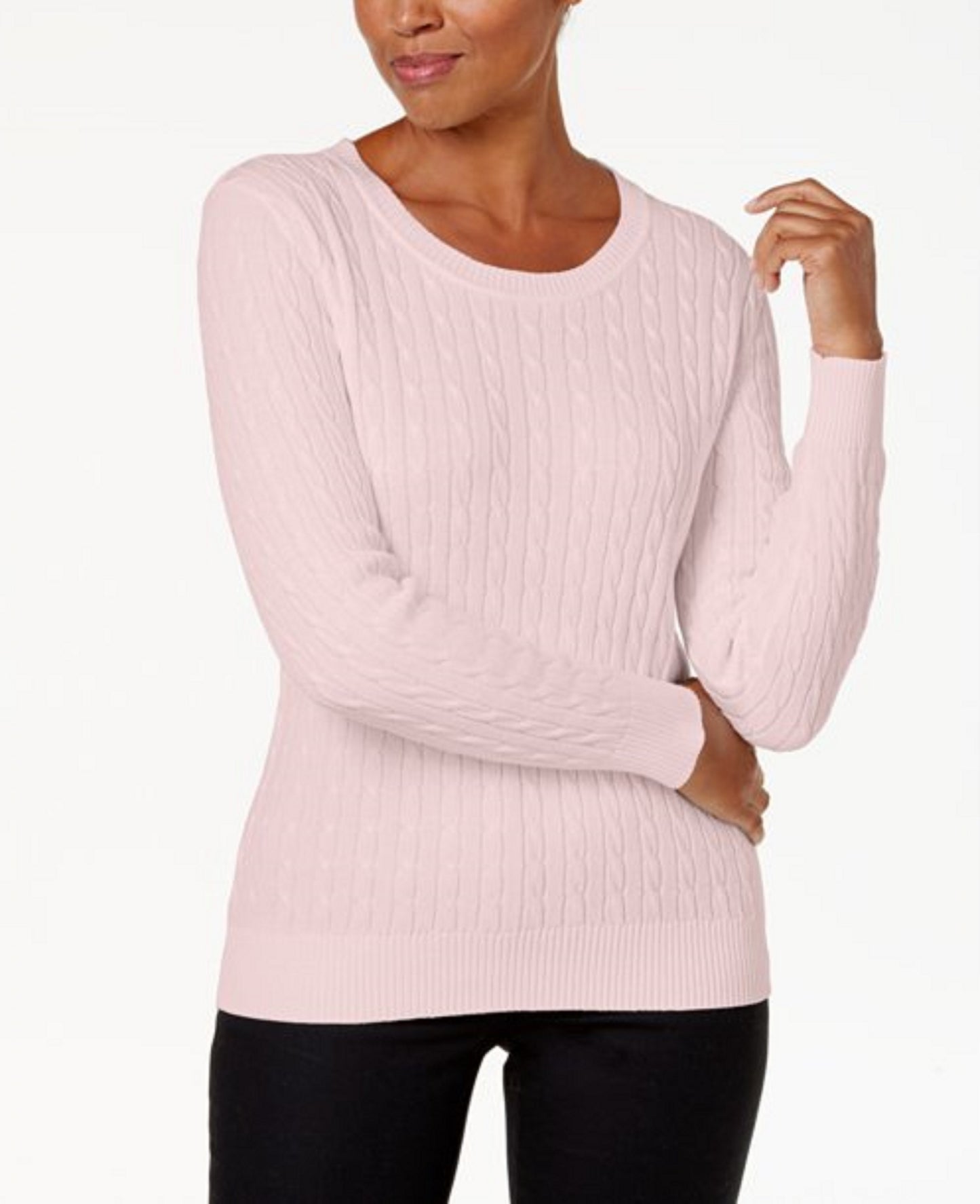 Karen Scott Women's Cable-Knit Sweater Pink Size Small