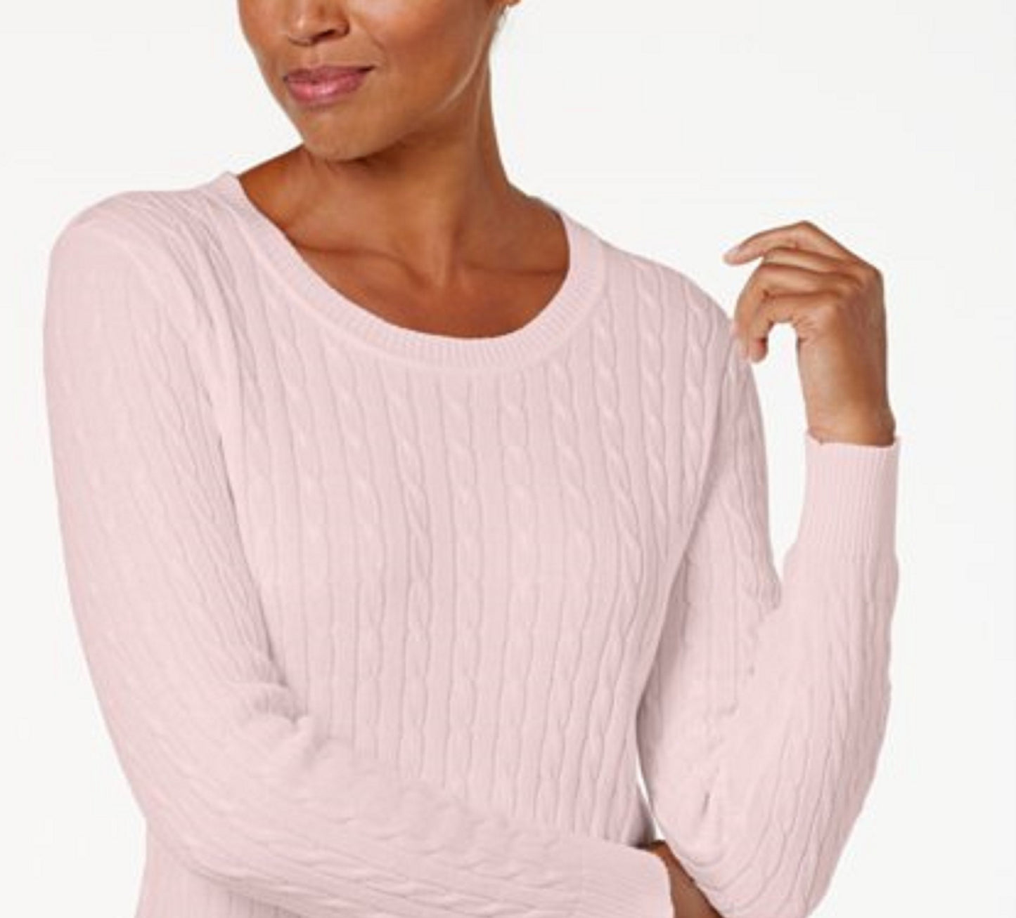 Karen Scott Women's Cable-Knit Sweater Pink Size Small