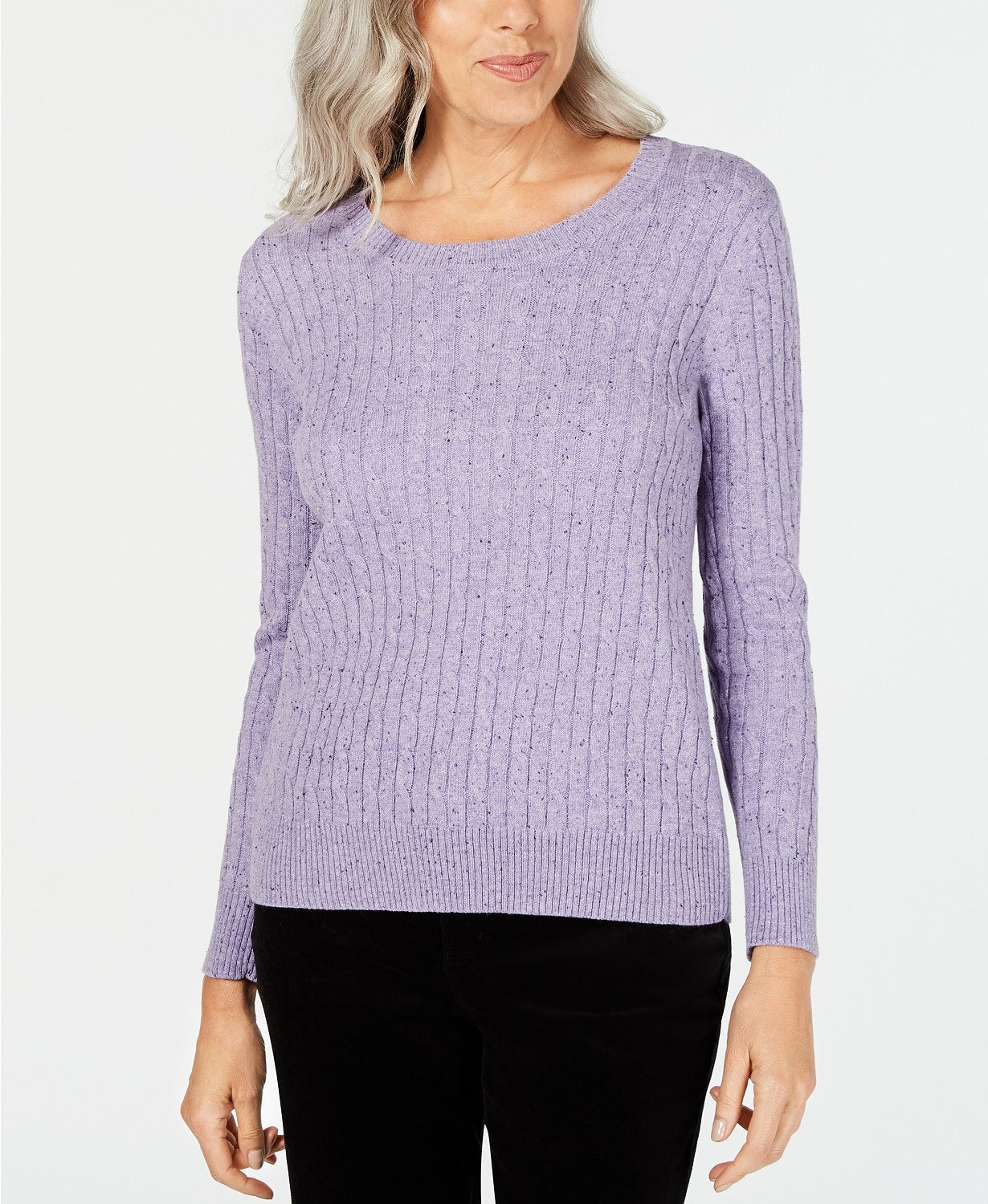 Karen Scott Women's Cable-Knit Sweater Sft Llc Hthr Np Size 2 Extra Large