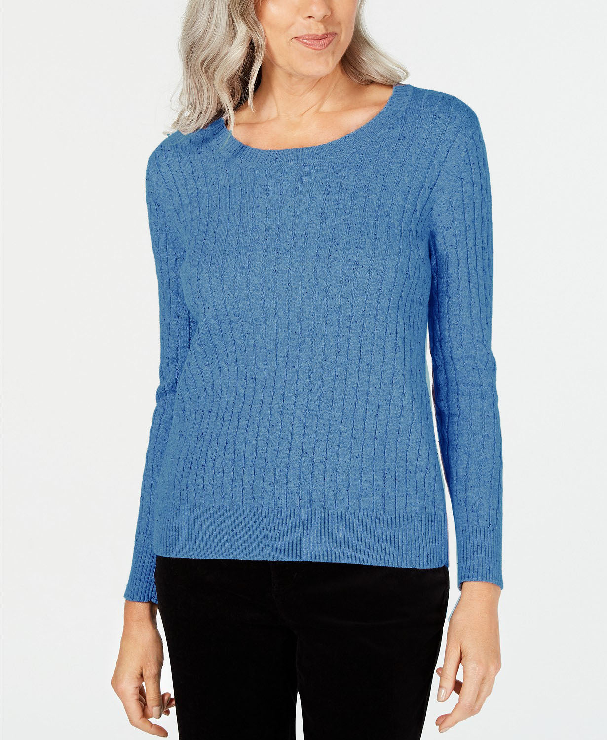 Karen Scott Women's Cable-Knit Sweater Turq Size Large